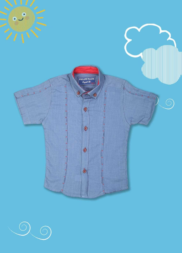 Sanaulla Exclusive Range Cotton Casual Shirts for Boys -  2005 Blue