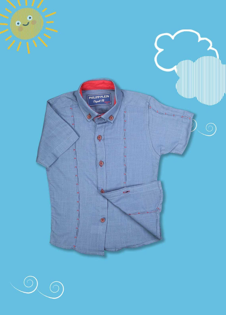 Sanaulla Exclusive Range Cotton Casual Shirts for Boys -  2005 Blue