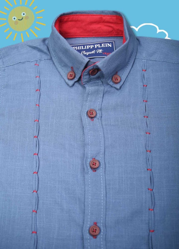 Sanaulla Exclusive Range Cotton Casual Shirts for Boys -  2005 Blue