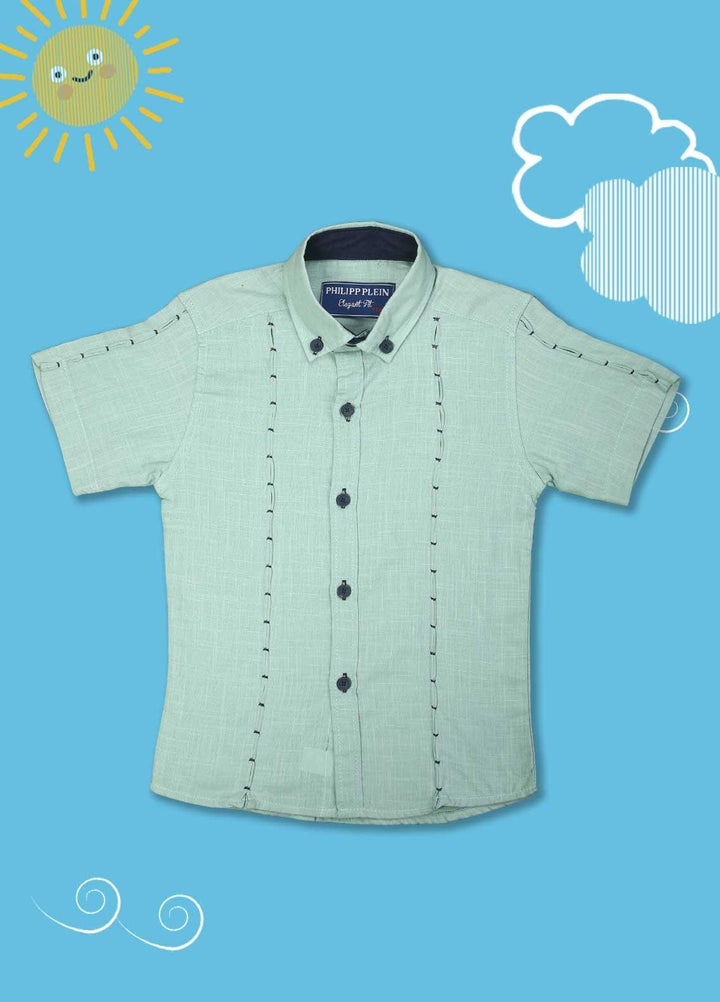 Sanaulla Exclusive Range Cotton Casual Boys Shirts -  2005 Green