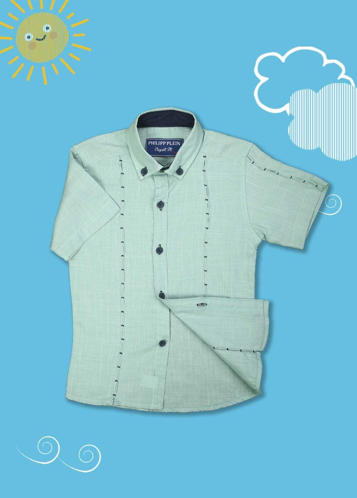 Sanaulla Exclusive Range Cotton Casual Boys Shirts -  2005 Green