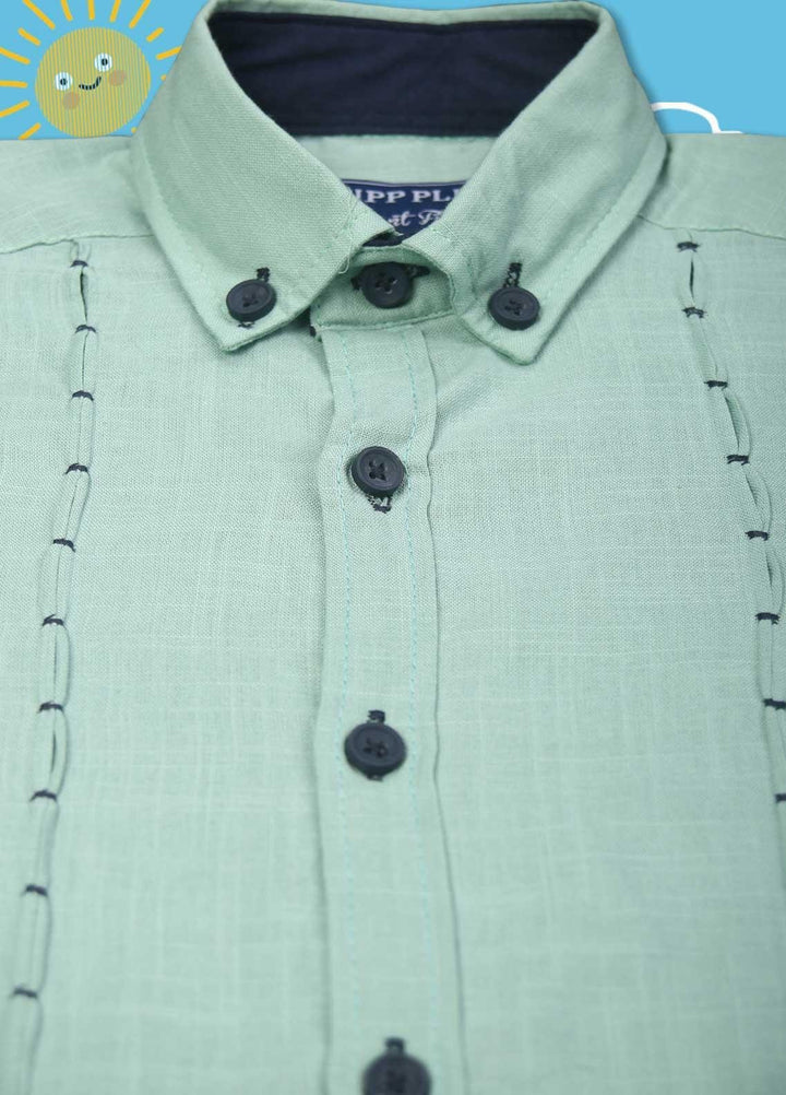 Sanaulla Exclusive Range Cotton Casual Boys Shirts -  2005 Green