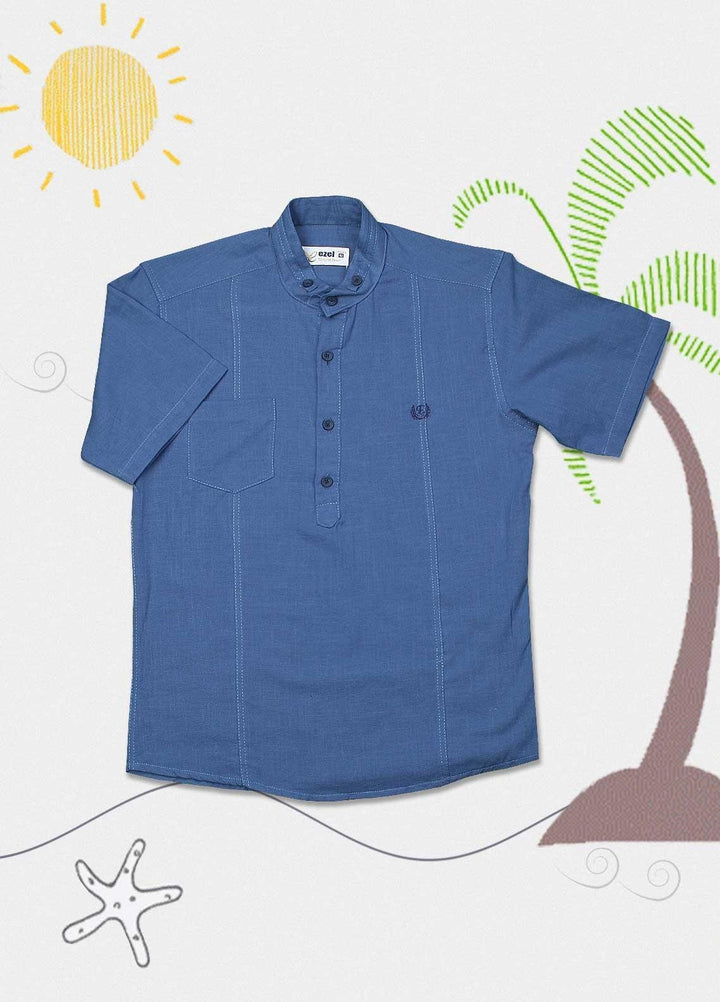 Sanaulla Exclusive Range Cotton Fancy Boys Shirts -  2008 Blue