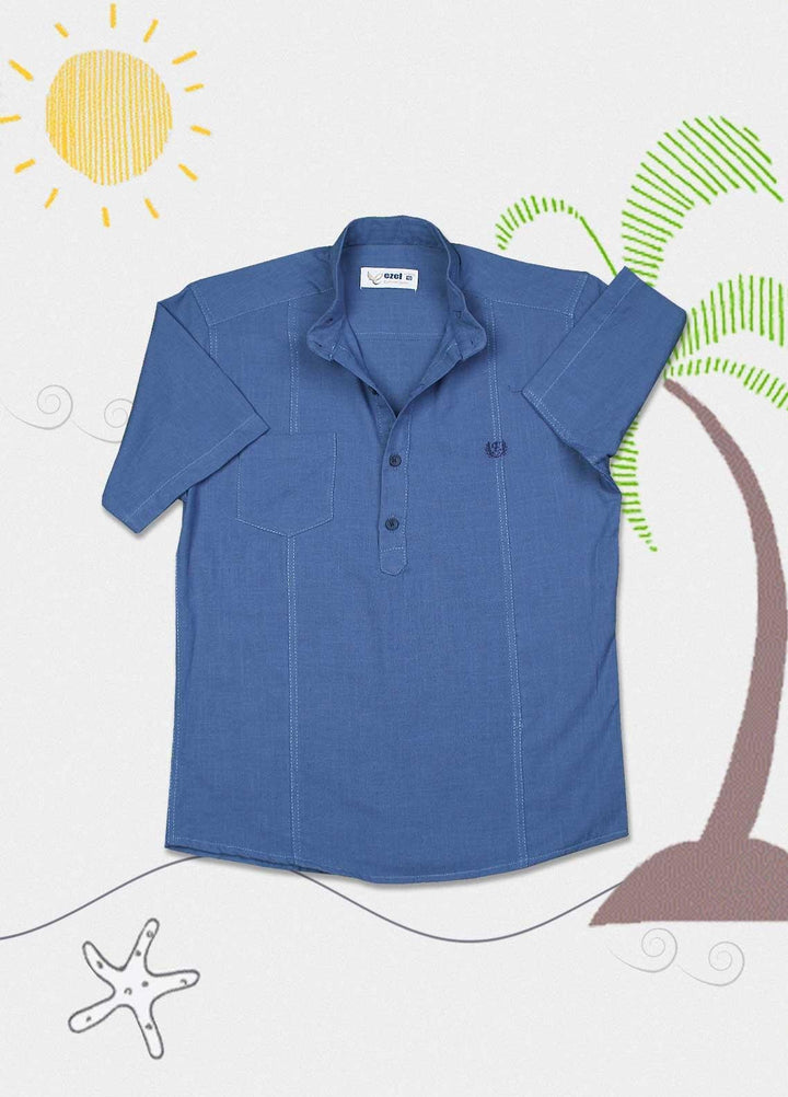 Sanaulla Exclusive Range Cotton Fancy Boys Shirts -  2008 Blue