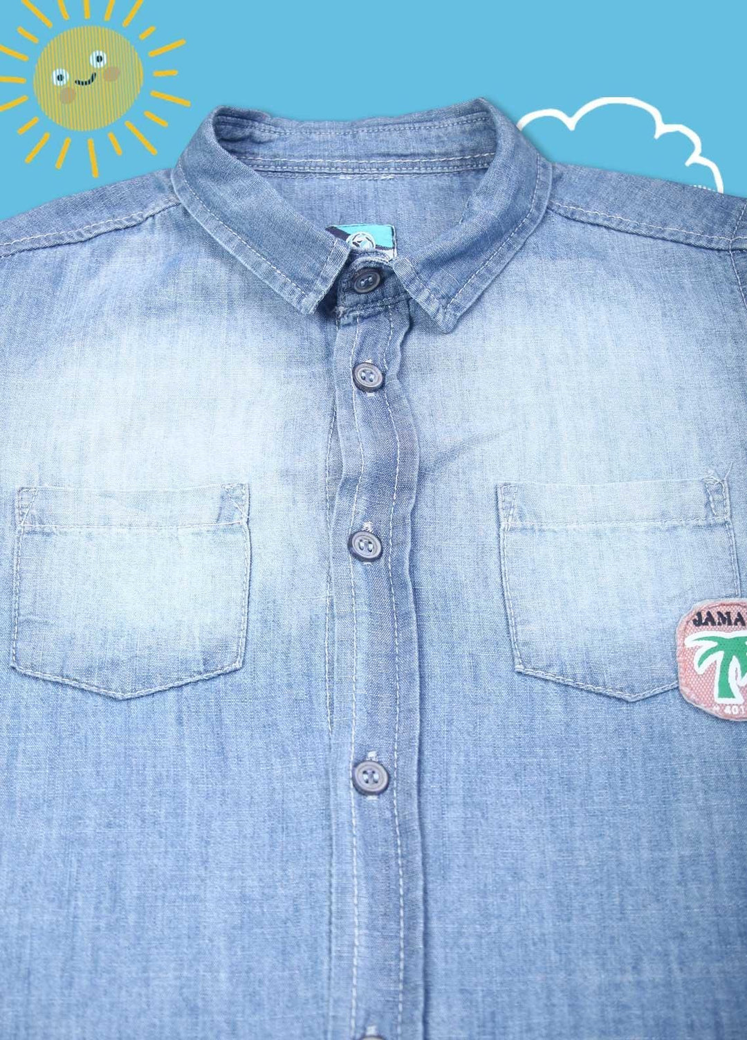 Sanaulla Exclusive Range Cotton Casual Boys Shirts -  D-503 Blue