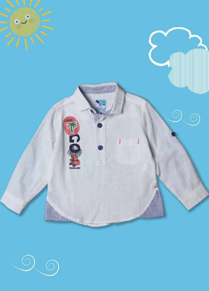 Sanaulla Exclusive Range Cotton Casual Shirts for Boys -  D-551 White
