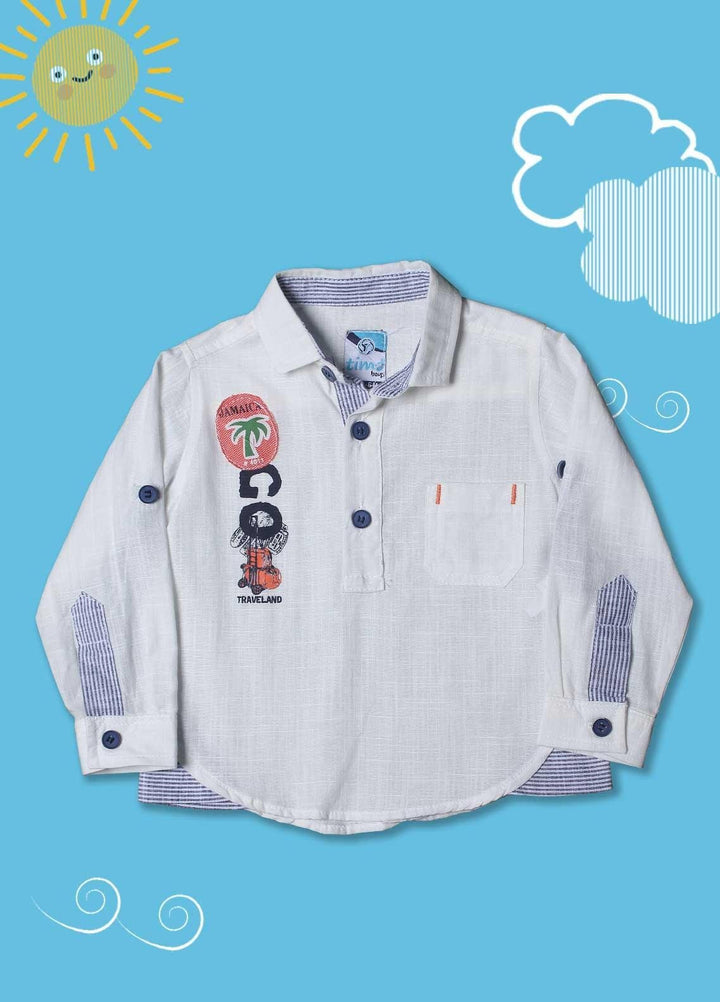 Sanaulla Exclusive Range Cotton Casual Shirts for Boys -  D-551 White