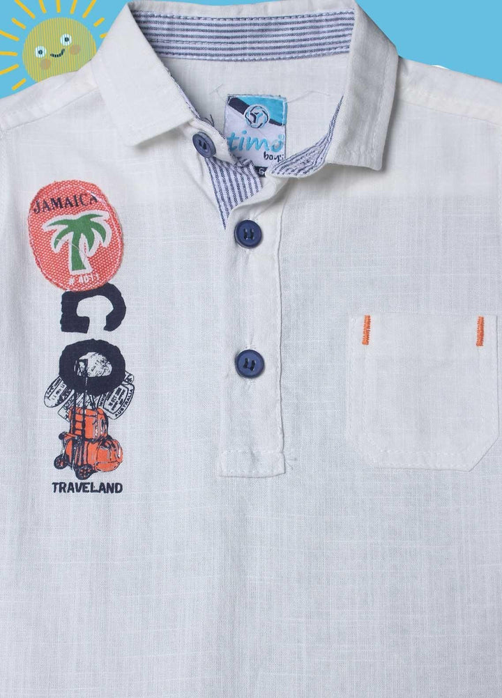 Sanaulla Exclusive Range Cotton Casual Shirts for Boys -  D-551 White