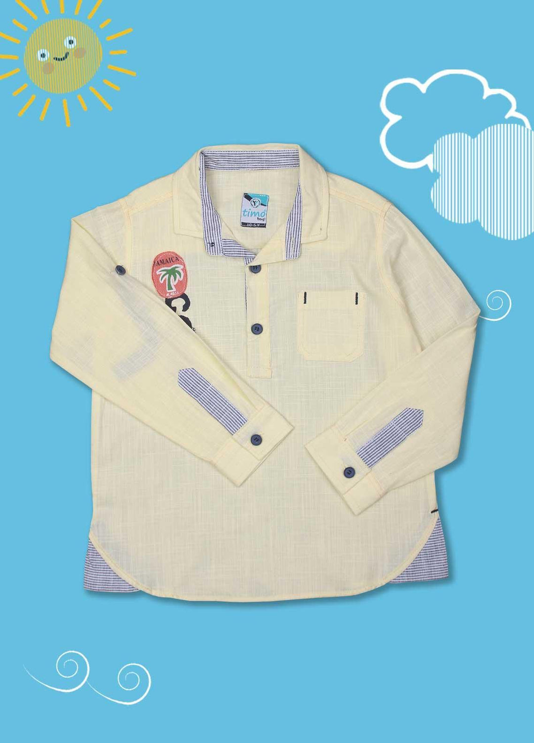 Sanaulla Exclusive Range Cotton Casual Boys Shirts -  D-552 Yellow