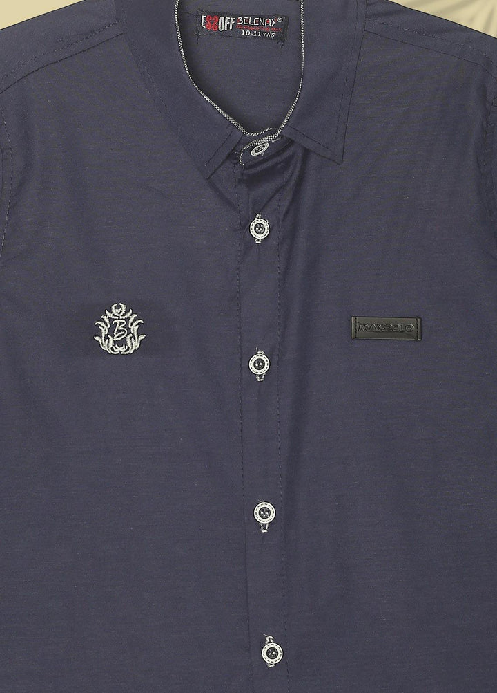Sanaulla Exclusive Range  Fancy Shirts for Boys -  SU22BS 342803 Dark Blue