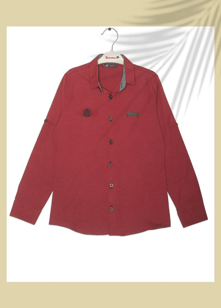 Sanaulla Exclusive Range  Fancy Boys Shirts -  SU22BS 342803 Maroon