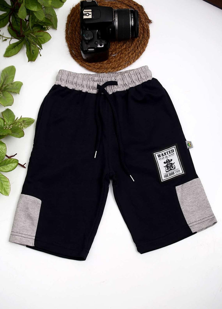Sanaulla Exclusive Range Cotton Fancy Shorts for Boys -  D-3030 Dark Blue