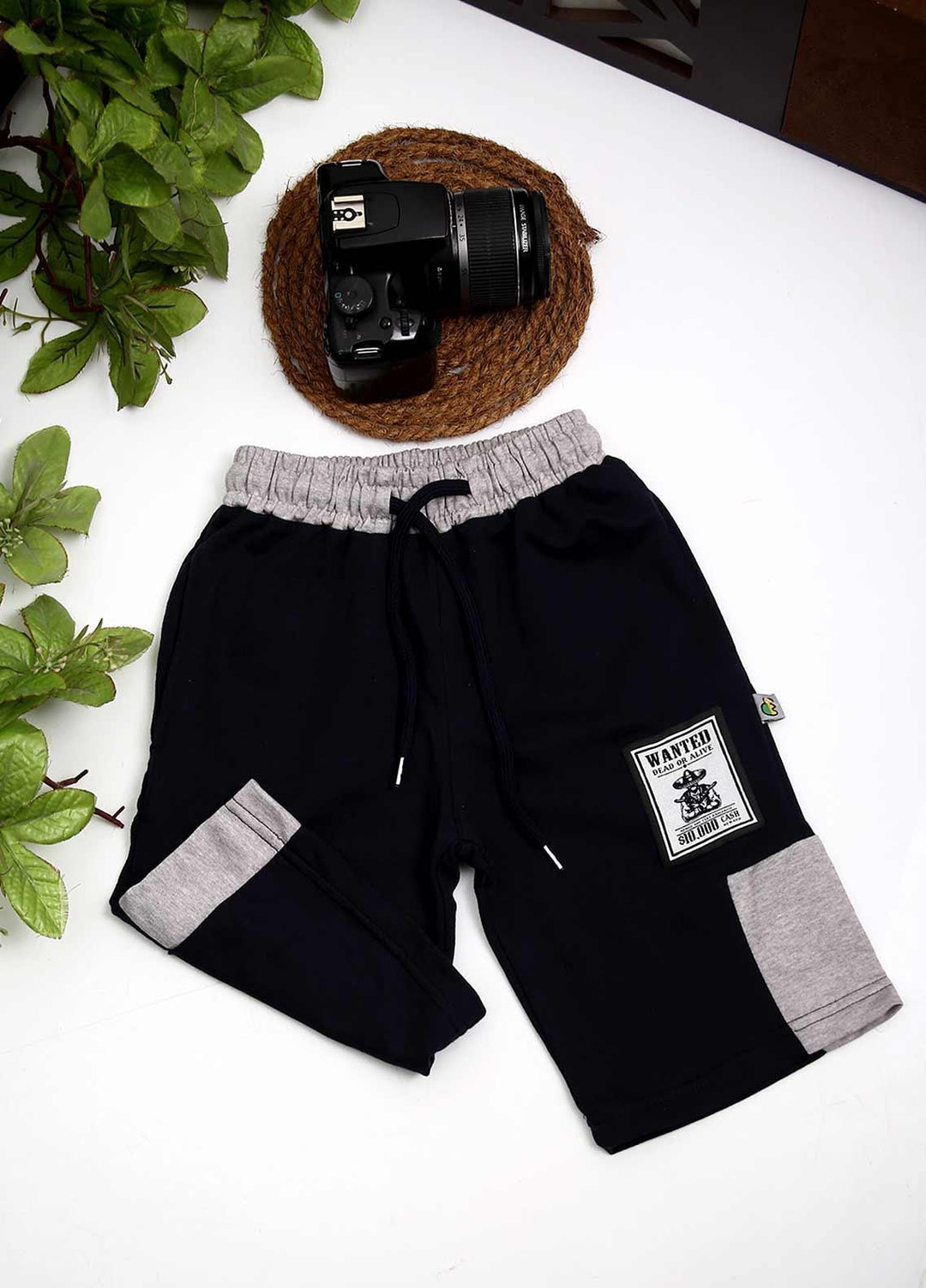 Sanaulla Exclusive Range Cotton Fancy Shorts for Boys -  D-3030 Dark Blue