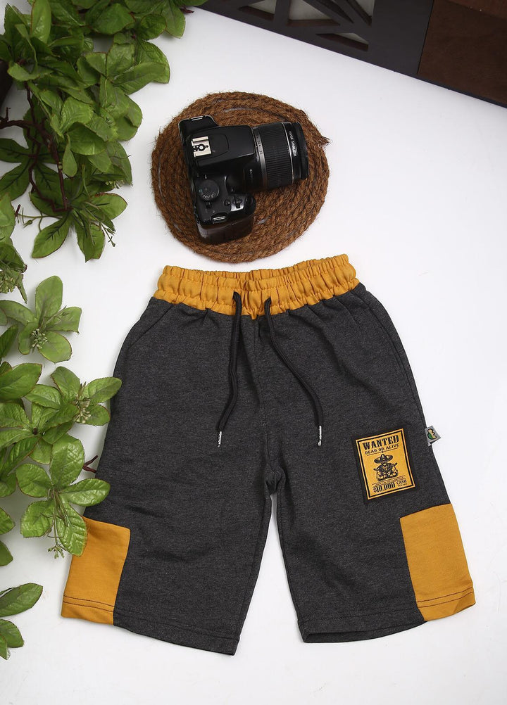 Sanaulla Exclusive Range Cotton Fancy Boys Shorts -  D-3030 Dark Grey