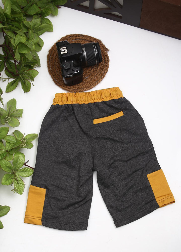Sanaulla Exclusive Range Cotton Fancy Boys Shorts -  D-3030 Dark Grey