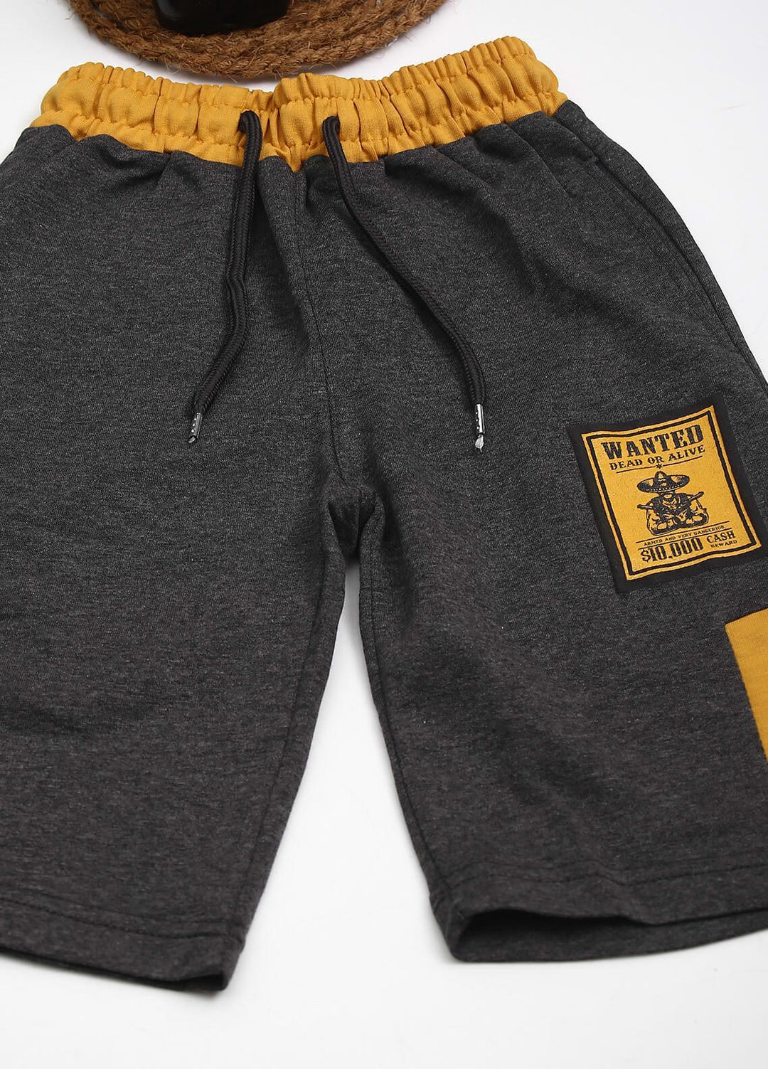 Sanaulla Exclusive Range Cotton Fancy Boys Shorts -  D-3030 Dark Grey