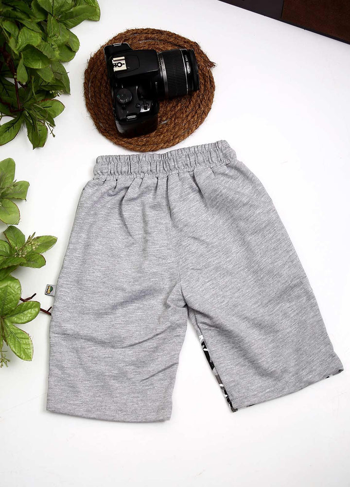 Sanaulla Exclusive Range Cotton Fancy Boys Shorts -  D-3240 Light Grey