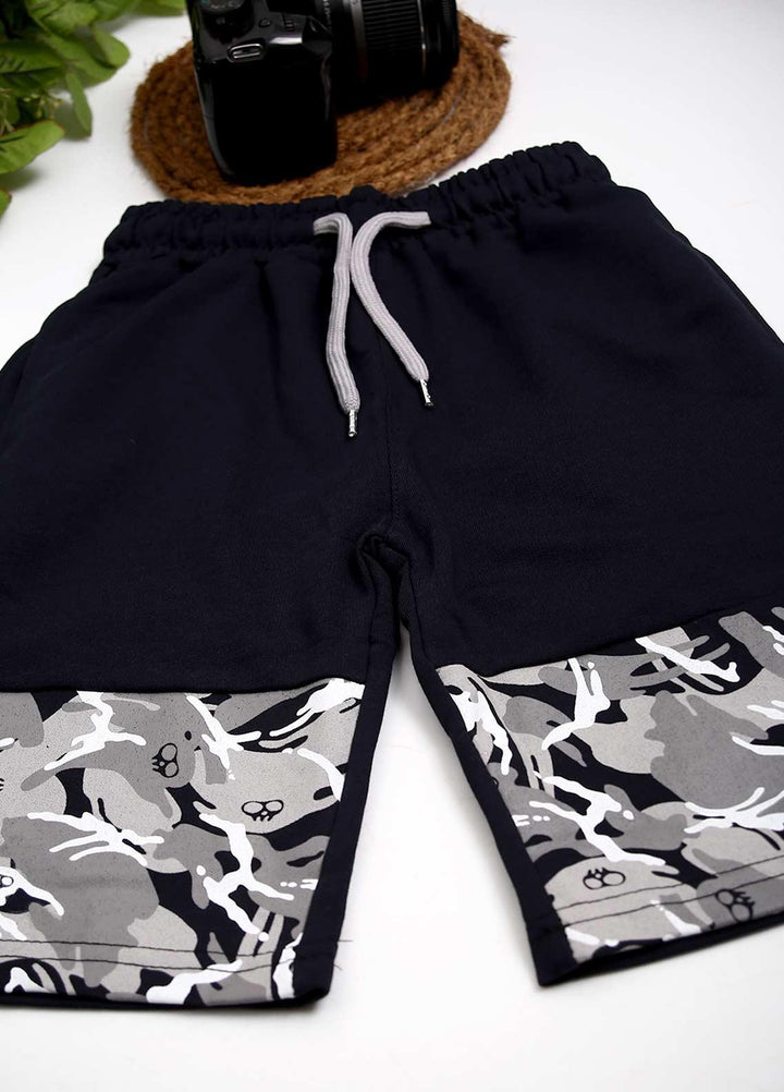 Sanaulla Exclusive Range Cotton Fancy Boys Shorts -  D-3240 Navy