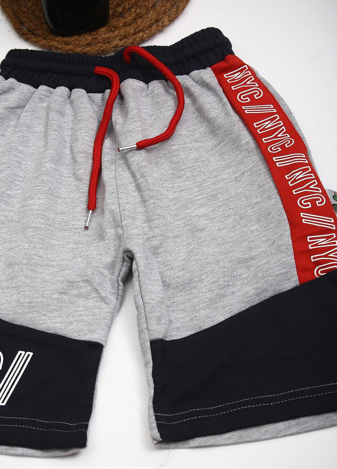 Sanaulla Exclusive Range Cotton Fancy Shorts for Boys -  D-3349 Light Grey