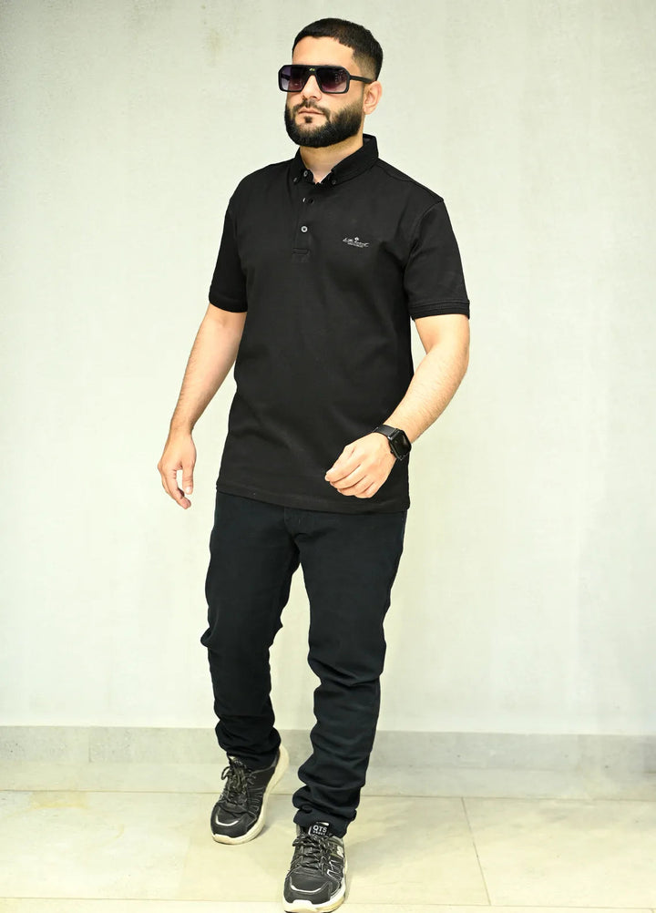 Sanaulla Exclusive Casual Cotton Polo D-3051 Black