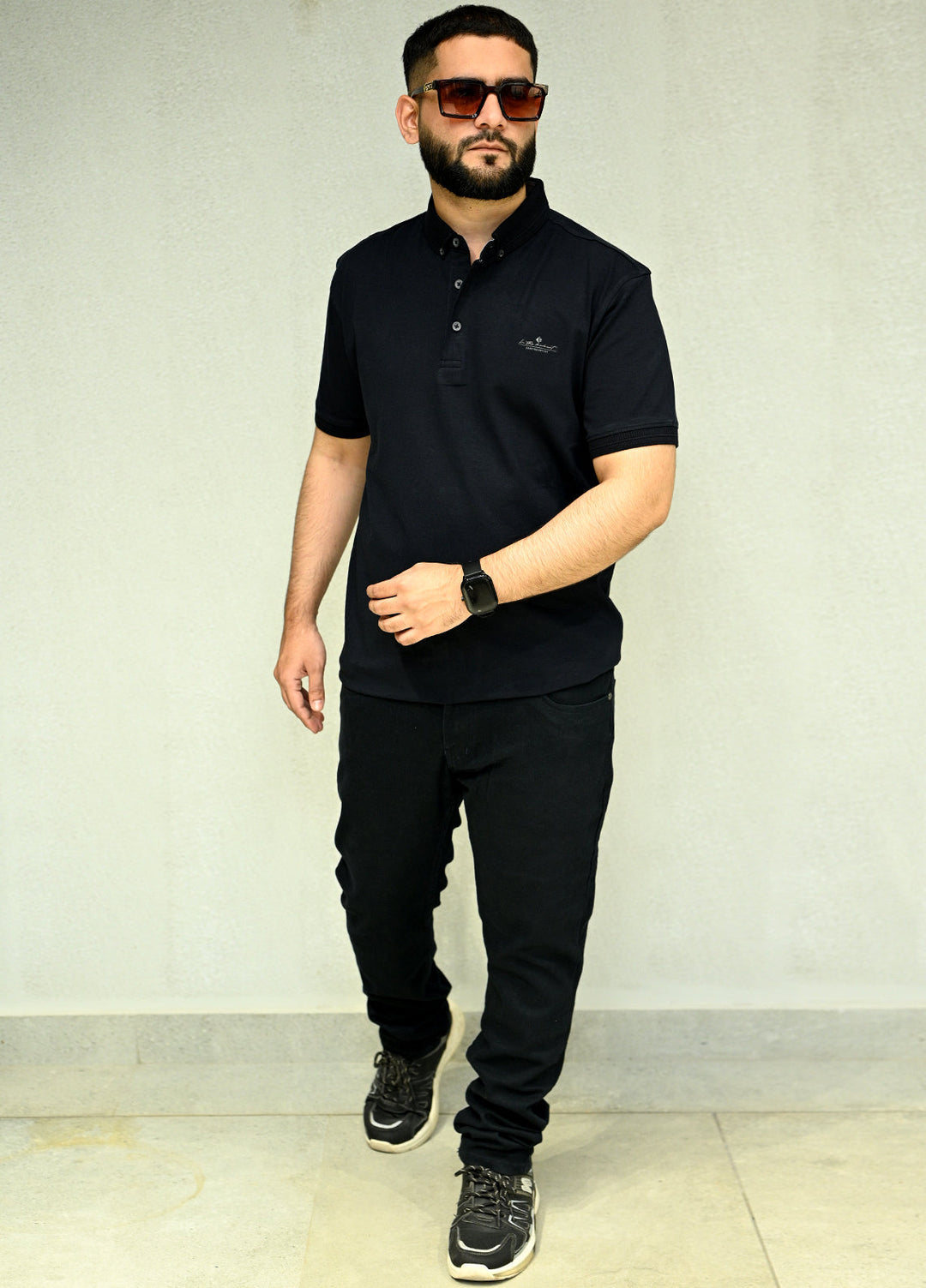 Sanaulla Exclusive Casual Cotton Polo D-3051 Black