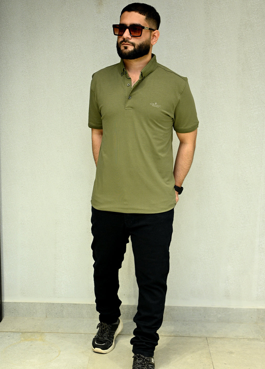 Sanaulla Exclusive Casual Cotton Polo D-3051 Green