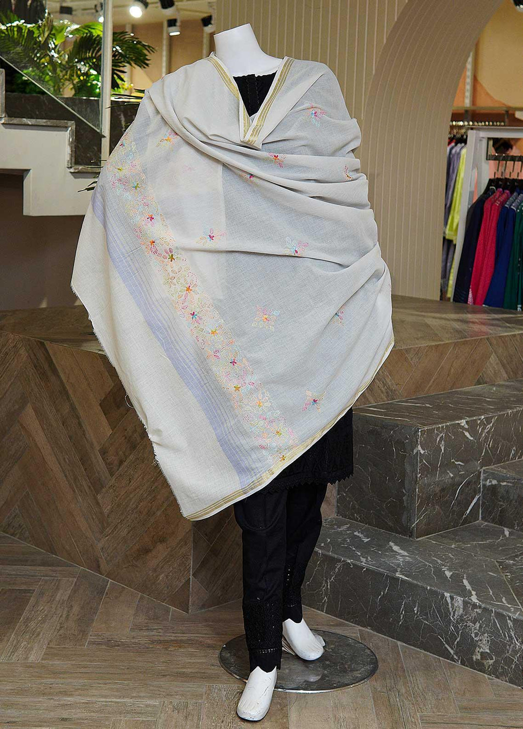 Sanaulla Exclusive Range  Cotton Embroidered Chaddar D-04 Multi5 - Cotton Multani Chaddars