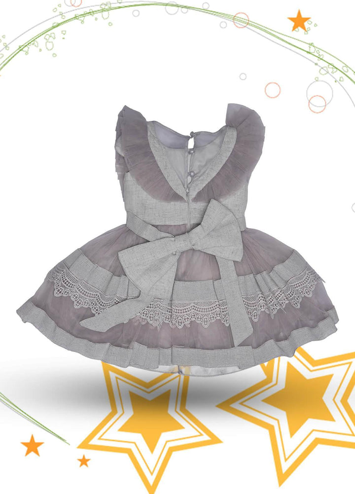 Sanaulla Exclusive Range Cotton Fancy Frocks for Girls -  G-8145 Grey