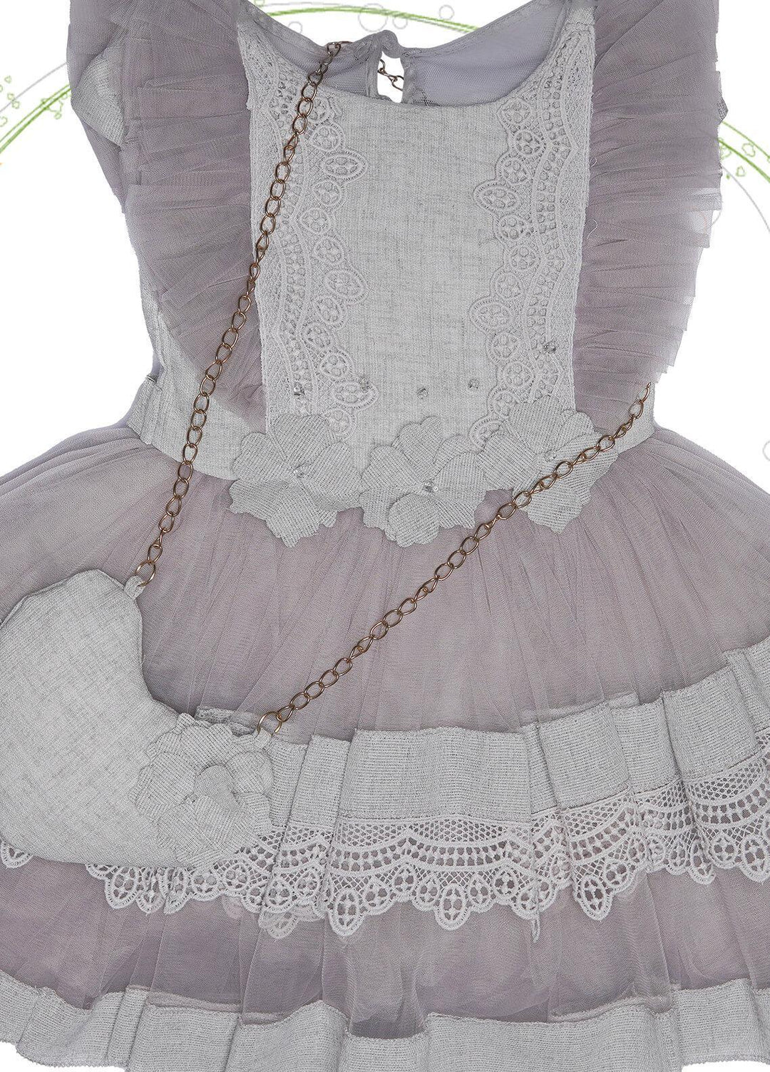 Sanaulla Exclusive Range Cotton Fancy Frocks for Girls -  G-8145 Grey