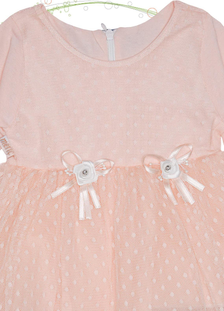Sanaulla Exclusive Range Cotton Fancy Girls Frocks -  342961 Peach