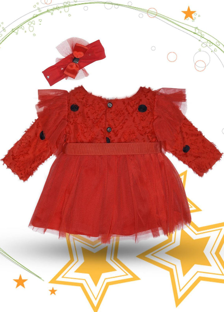 Sanaulla Exclusive Range Cotton Fancy Girls Frocks -  333038 Red