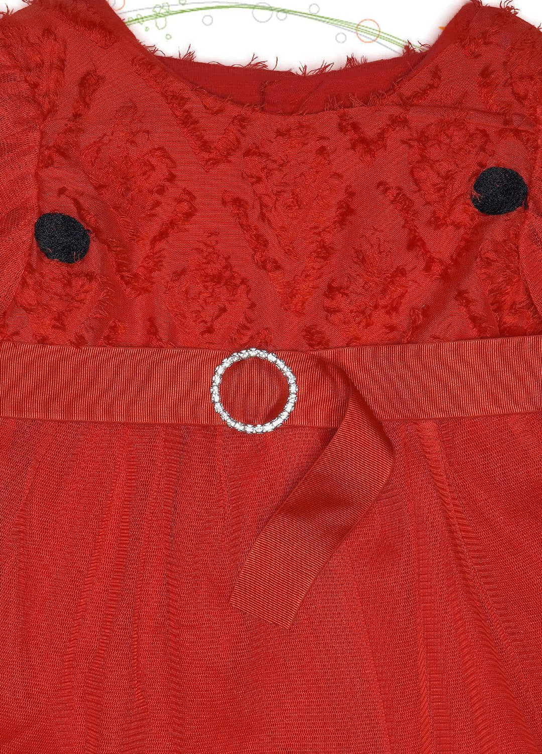 Sanaulla Exclusive Range Cotton Fancy Girls Frocks -  333038 Red