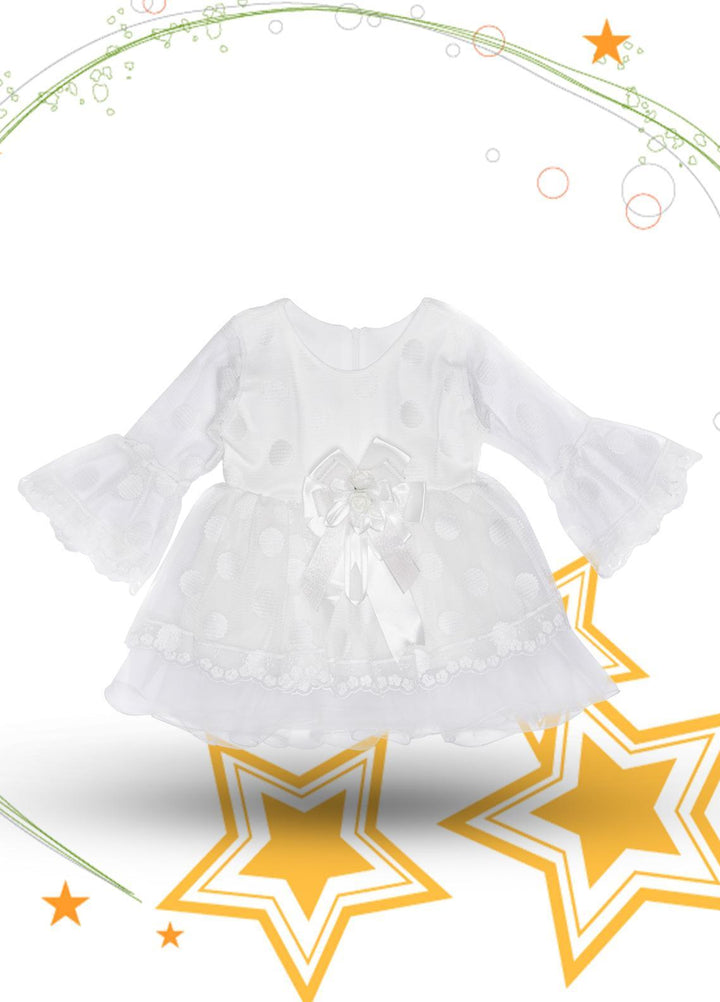 Sanaulla Exclusive Range Cotton Fancy Frocks for Girls -  342958 White