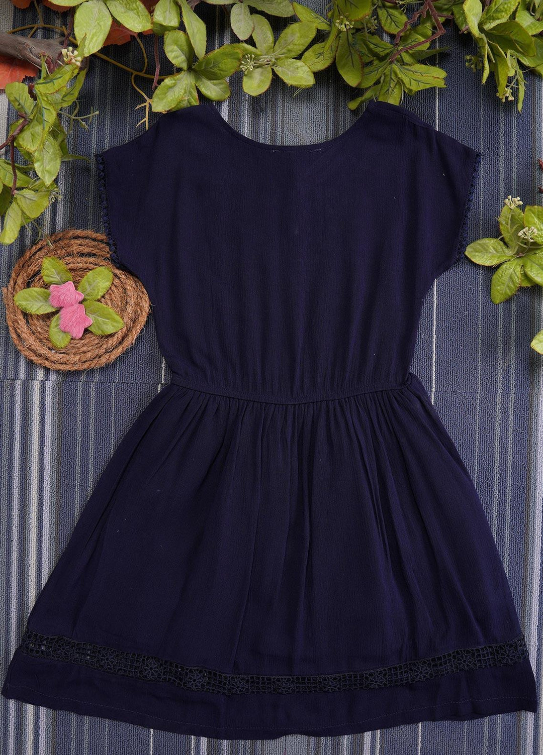 Sanaulla Exclusive Range  Fancy Girls Frocks -  2984 Navy