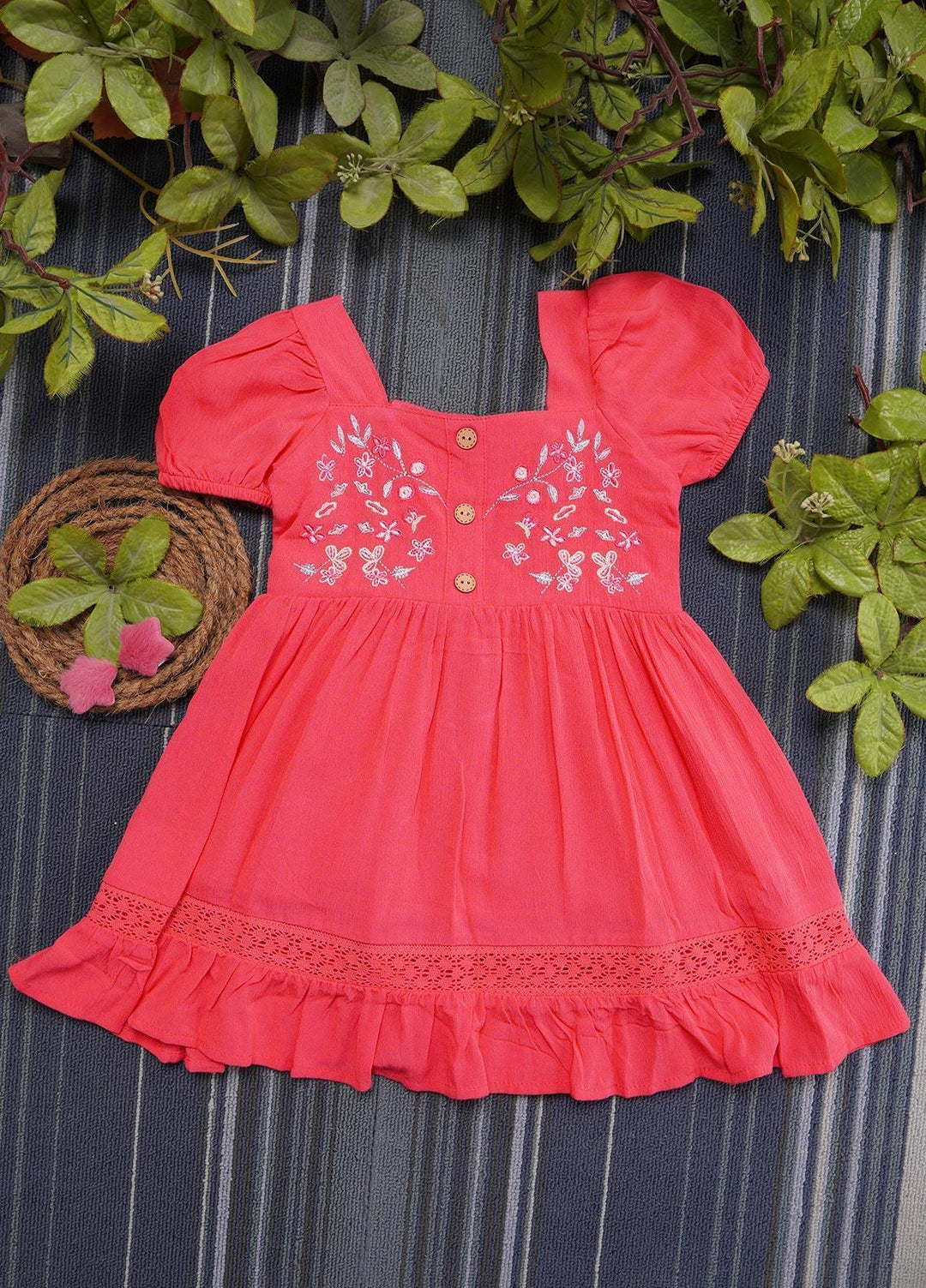 Sanaulla Exclusive Range  Fancy Girls Frocks -  3152 Pink