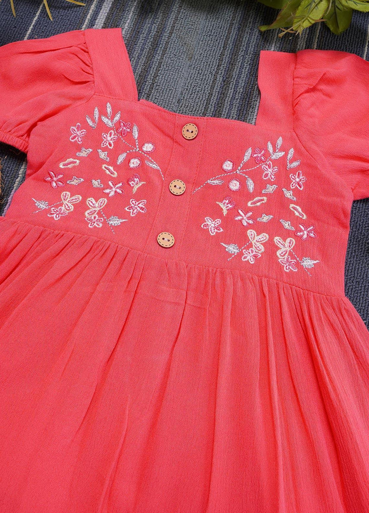 Sanaulla Exclusive Range  Fancy Girls Frocks -  3152 Pink