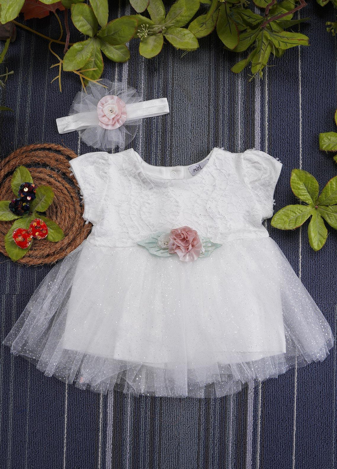 Sanaulla Exclusive Range  Fancy Girls Frocks -  8-4003 White