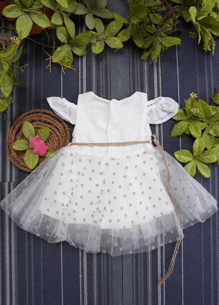 Sanaulla Exclusive Range  Fancy Frocks for Girls -  BT612 White Green