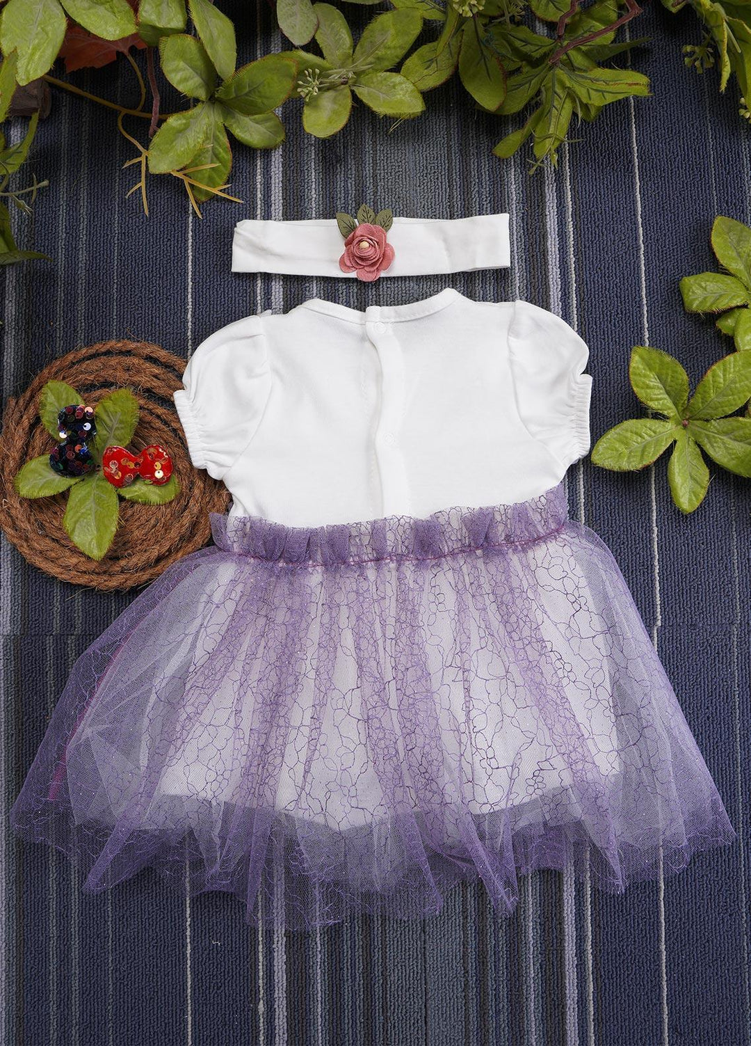 Sanaulla Exclusive Range  Fancy Frocks for Girls -  BT613 White Purple