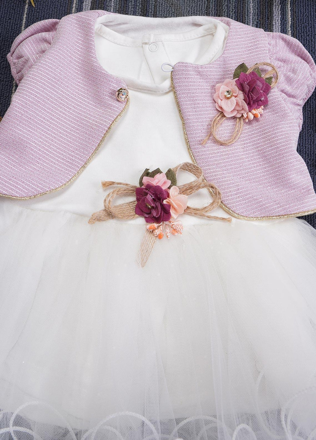 Sanaulla Exclusive Range  Fancy Girls Frocks -  BT624 Purple White