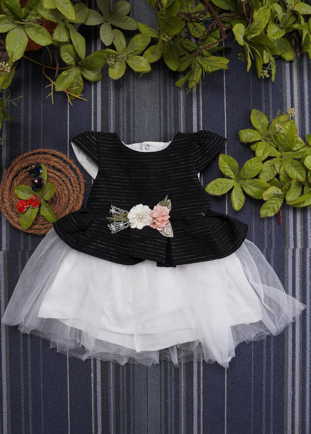 Sanaulla Exclusive Range  Fancy Frocks for Girls -  BT625 Black