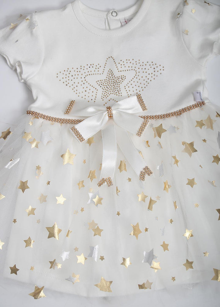 Sanaulla Exclusive Range  Fancy Frocks for Girls -  00474 White