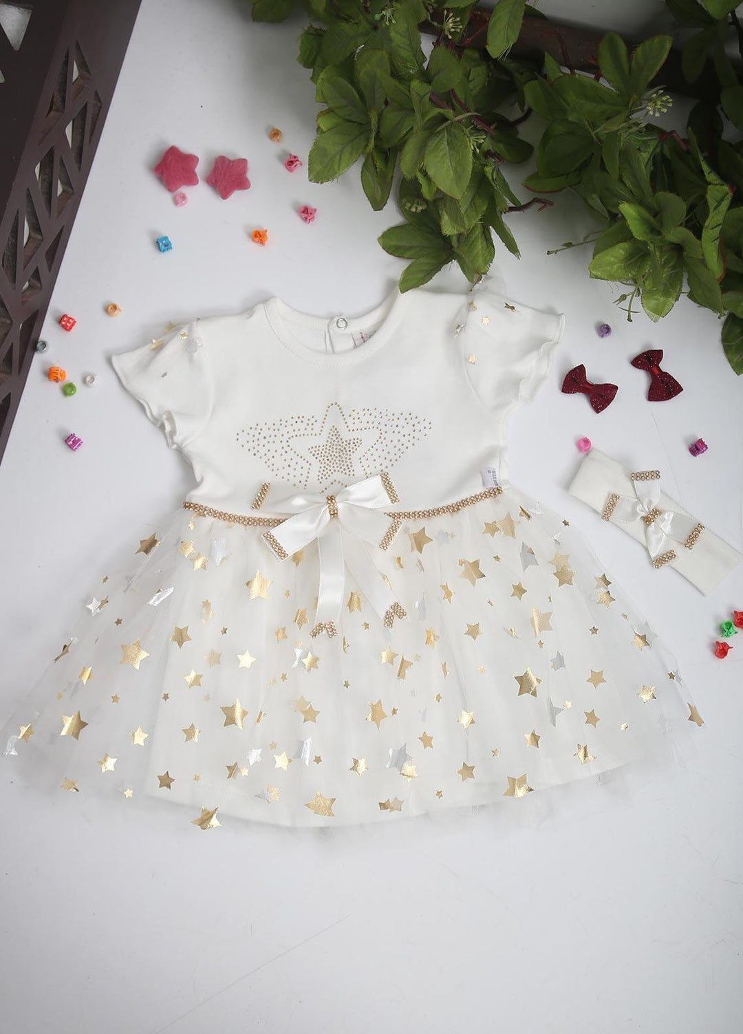 Sanaulla Exclusive Range  Fancy Frocks for Girls -  00474 White