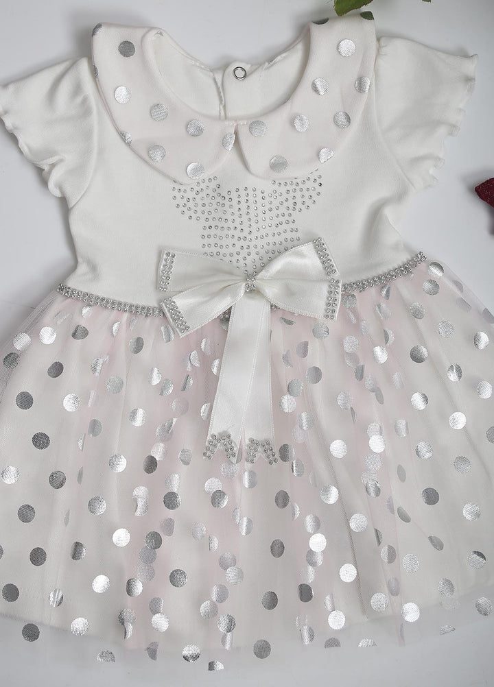 Sanaulla Exclusive Range  Fancy Girls Frocks -  00473 White