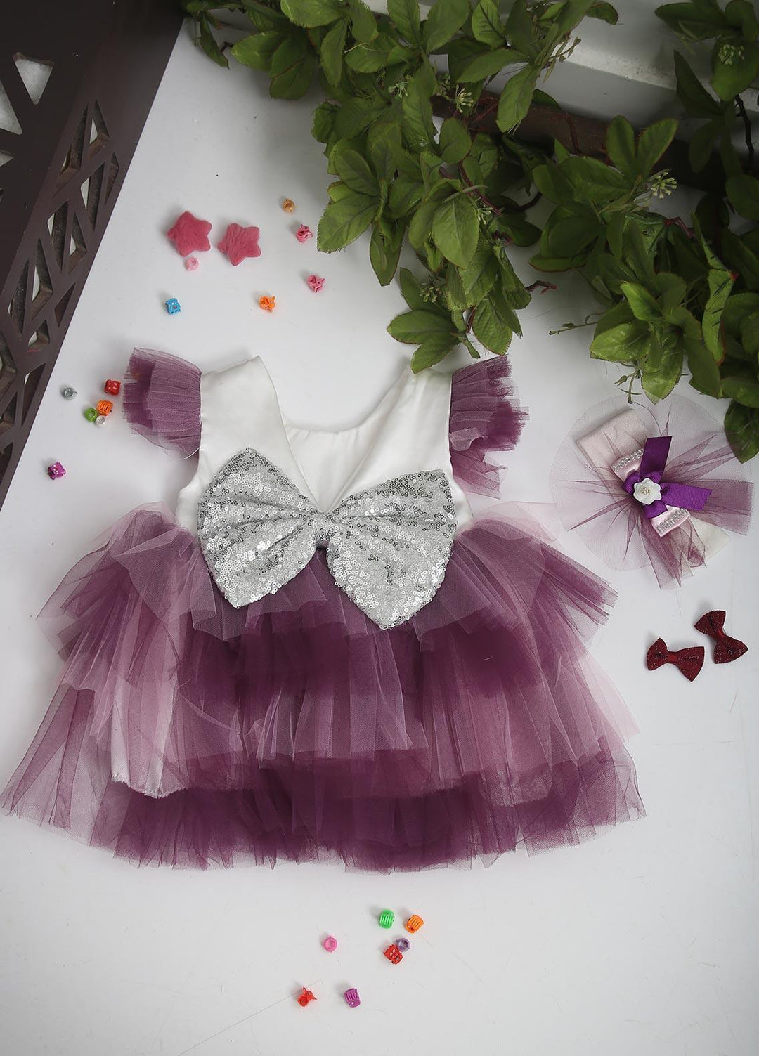 Sanaulla Exclusive Range  Fancy Girls Frocks -  0346 Purple