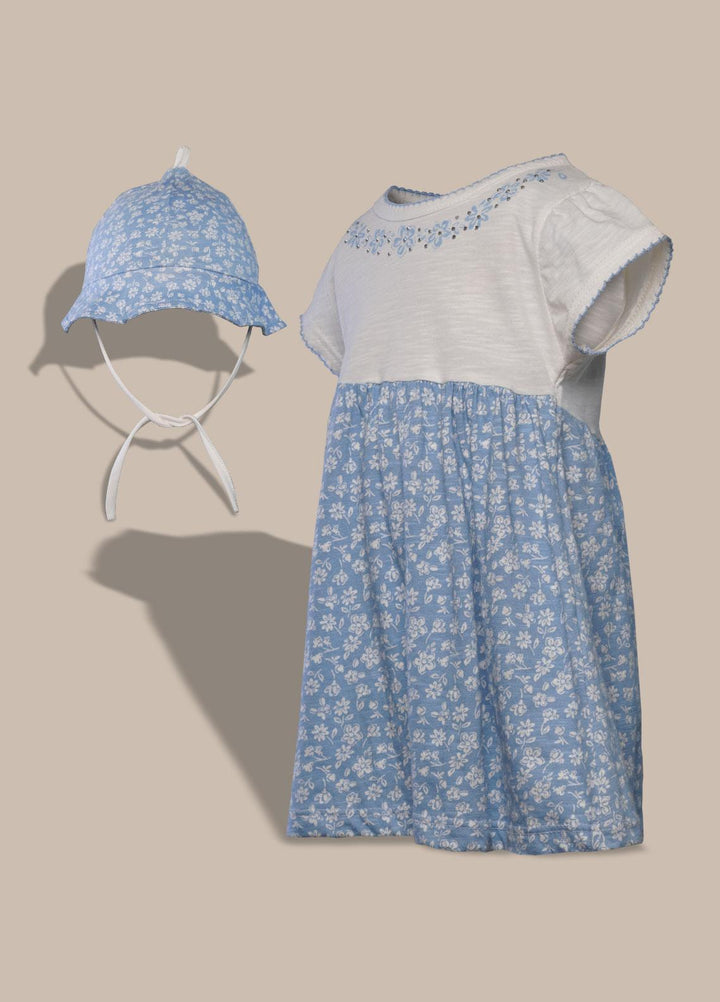 Sanaulla Exclusive Range  Pret Frock for Girls -  20297 Sk/Blue