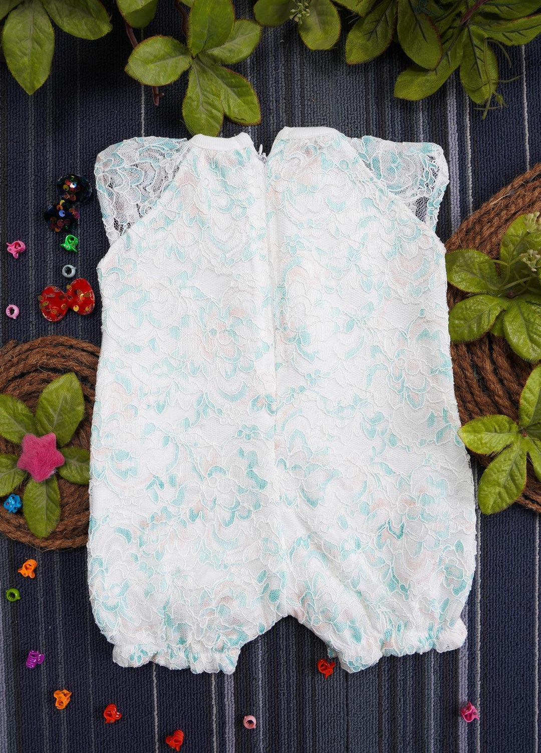 Sanaulla Exclusive Range Cotton Casual Romper for Girls -  221084 C Green