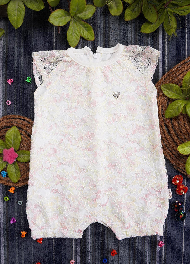 Sanaulla Exclusive Range Cotton Casual Girls Romper -  221084 Off White