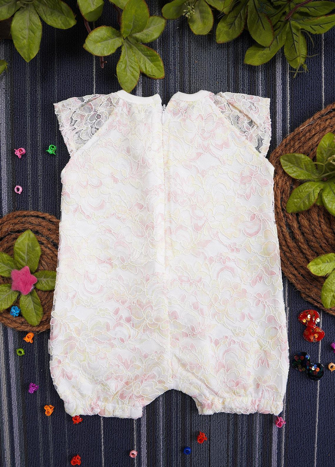 Sanaulla Exclusive Range Cotton Casual Girls Romper -  221084 Off White