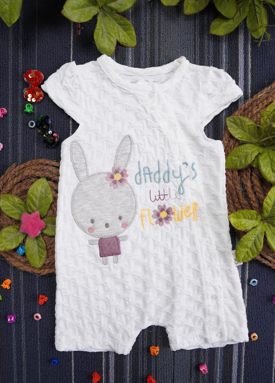 Sanaulla Exclusive Range Cotton Casual Romper for Girls -  236391 White